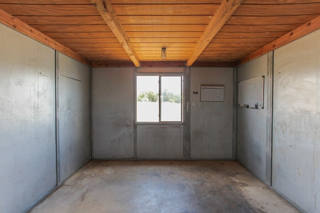 spare room with wood ceiling