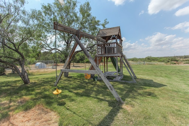 view of playground featuring a yard