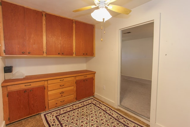 kitchen with ceiling fan