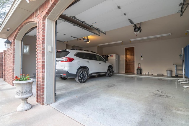 garage with a garage door opener