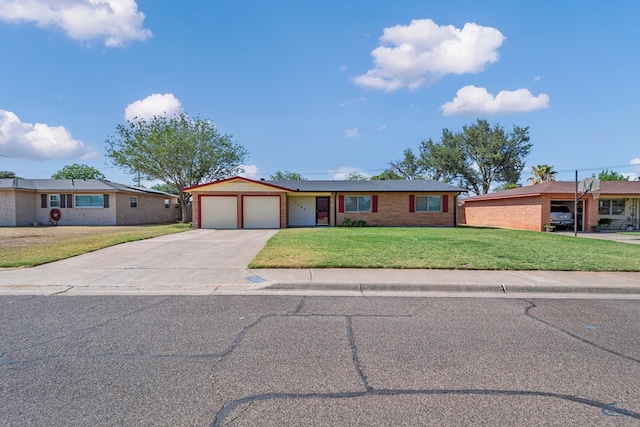 3404 W Michigan Ave, Midland, TX 79703 - single story home featuring an attached garage, a front lawn, concrete driveway, and brick siding