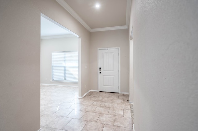 interior space with crown molding