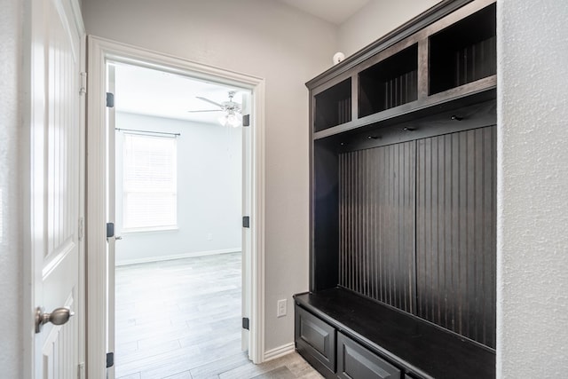 1212 Santa Clara, Midland, TX 79705 - mudroom with ceiling fan and light wood-type flooring