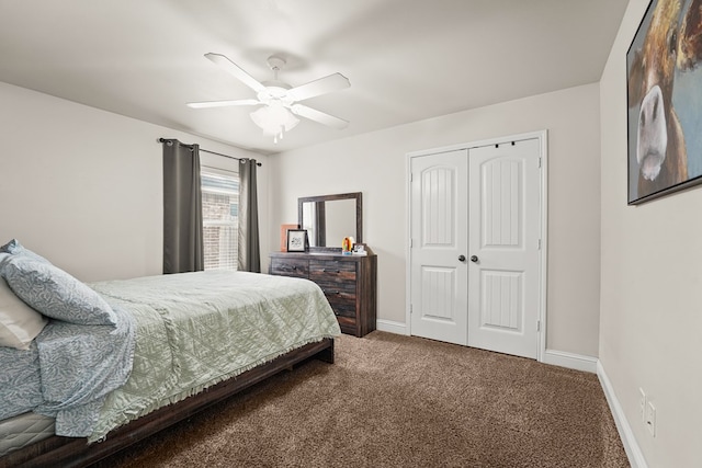 9910 Aloe Ct, Odessa, TX 79765 - bedroom with carpet, a closet, and ceiling fan