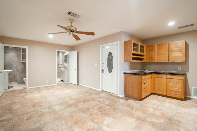 kitchen with ceiling fan