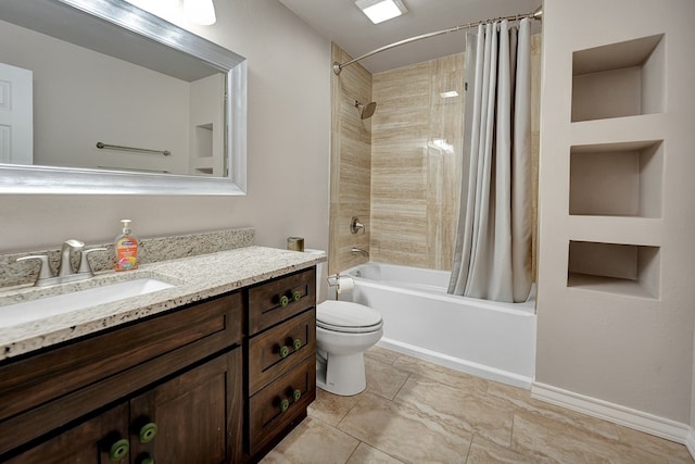 1901 College Ave, Midland, TX 79701 - bathroom featuring vanity, shower / bathtub combination with curtain, and toilet