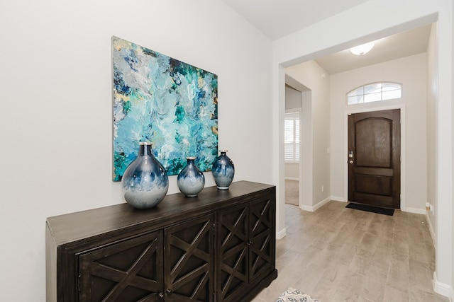 foyer featuring light hardwood / wood-style floors