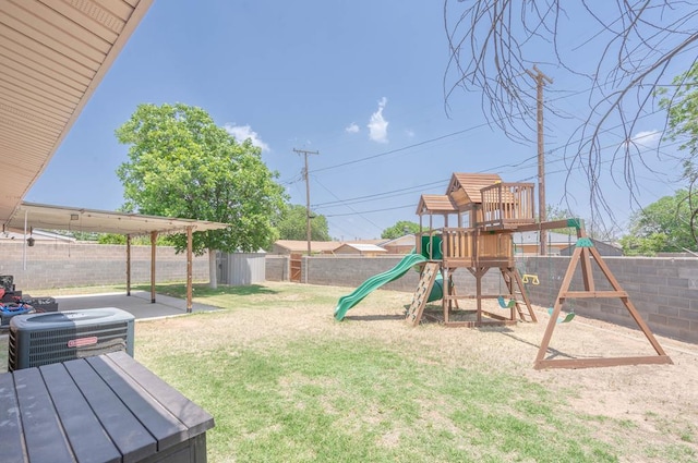 702 Dellwood St, Midland, TX 79701 - view of yard featuring a playground and cooling unit