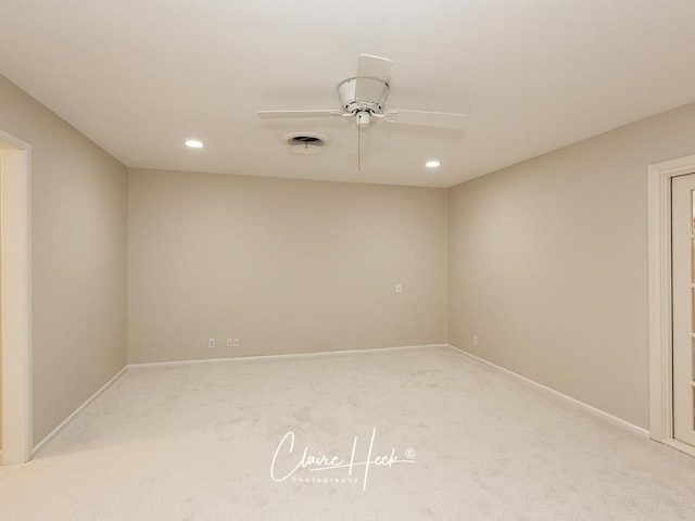 3307 Stanolind Ct, Midland, TX 79707 - spare room featuring light carpet, recessed lighting, and a ceiling fan