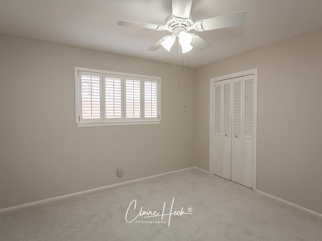 3307 Stanolind Ct, Midland, TX 79707 - unfurnished bedroom featuring light carpet, a closet, and a ceiling fan