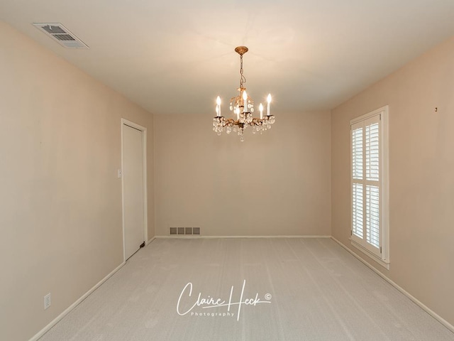 3307 Stanolind Ct, Midland, TX 79707 - empty room featuring a chandelier, light colored carpet, and healthy amount of natural light