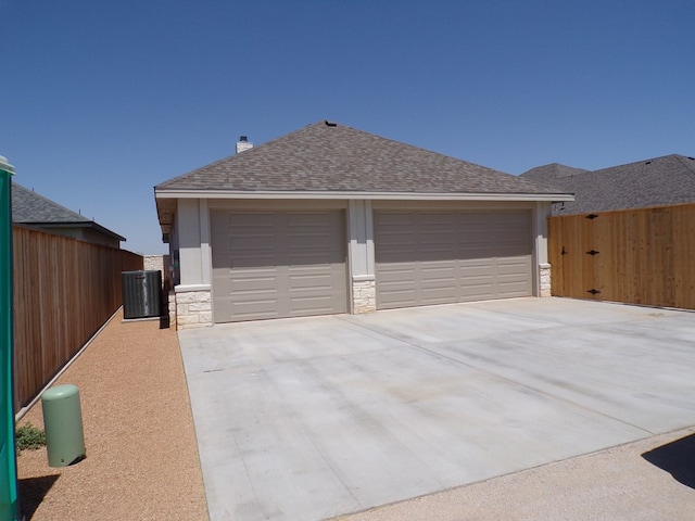 garage with central air condition unit