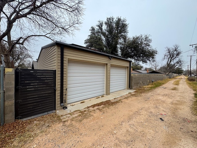 view of garage