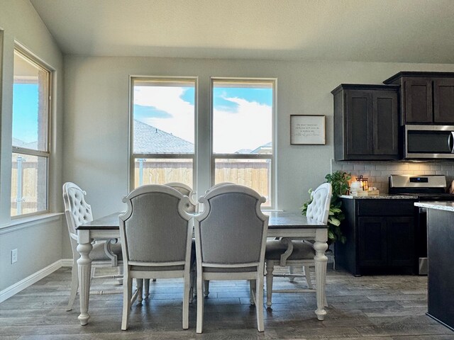 6005 Scaled Quail Rd, Midland, TX 79707 - dining area with plenty of natural light, wood finished floors, and baseboards