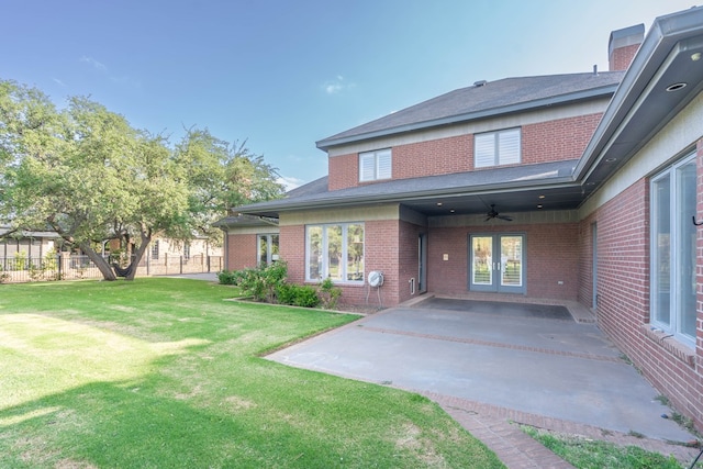 15 Lakes Dr, Midland, TX 79705 - back of house featuring a ceiling fan, a patio area, and brick siding