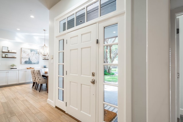 15 Lakes Dr, Midland, TX 79705 - entryway featuring a chandelier, light wood finished floors, and recessed lighting