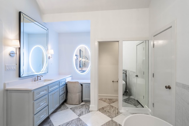 15 Lakes Dr, Midland, TX 79705 - bathroom featuring vanity and a stall shower