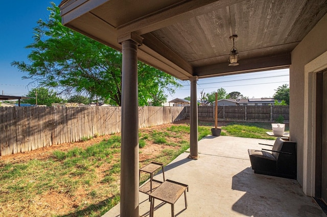 view of patio featuring a fenced backyard