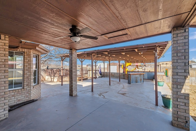 view of patio with ceiling fan