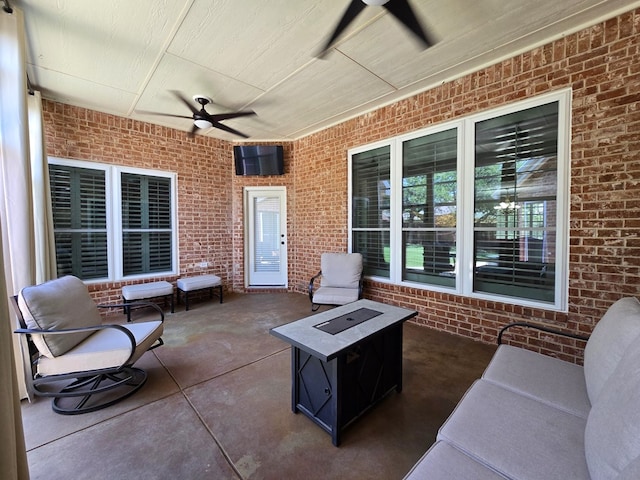 4808 W Cherrywood Ct W, Midland, TX 79707 - view of patio with ceiling fan and an outdoor fire pit