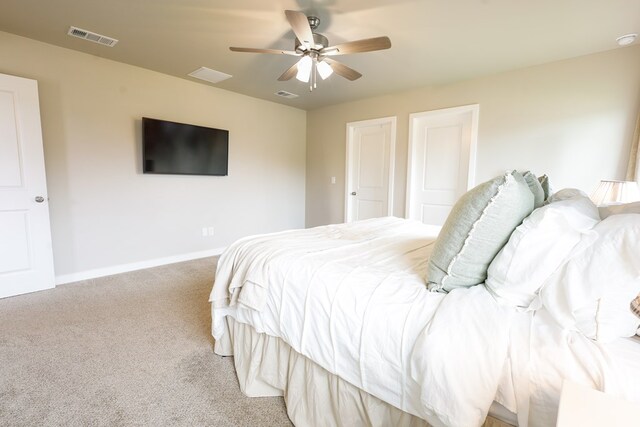 2908 Stagecoach Ct, Midland, TX 79705 - bedroom featuring light colored carpet and a ceiling fan