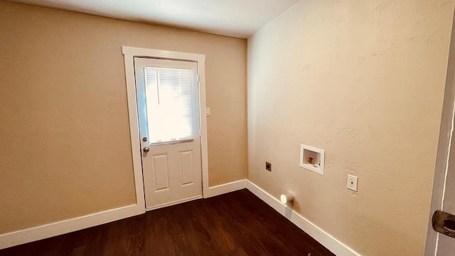 laundry area featuring washer hookup, dark hardwood / wood-style floors, and hookup for an electric dryer