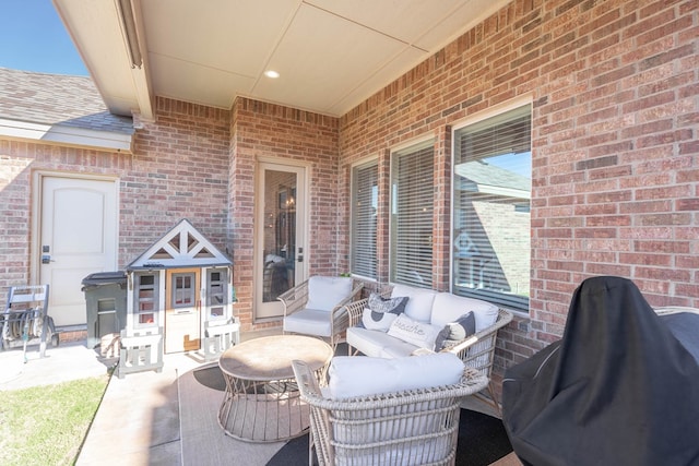 view of patio featuring an outdoor hangout area