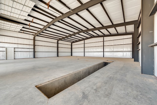 garage with metal wall