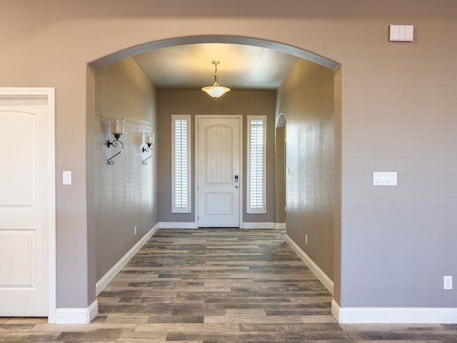 entryway featuring hardwood / wood-style flooring