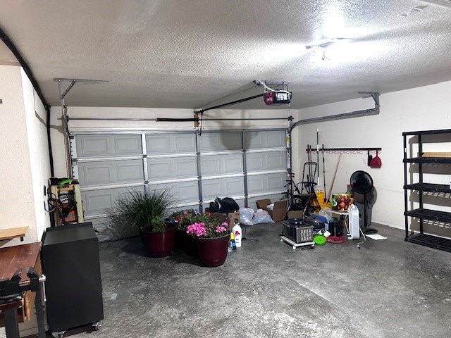 garage with a garage door opener