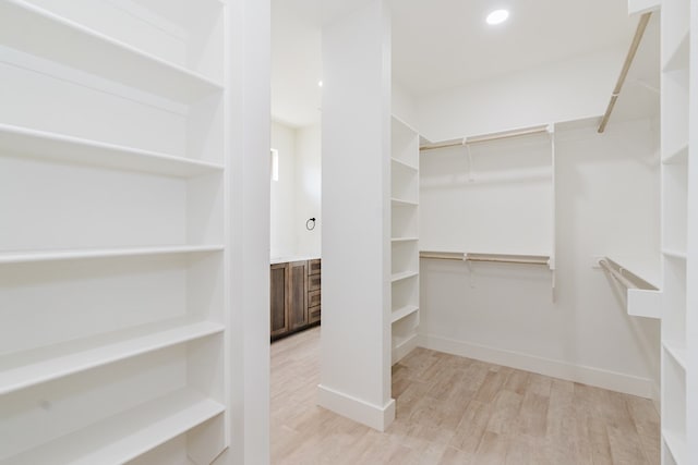 spacious closet with light wood-type flooring