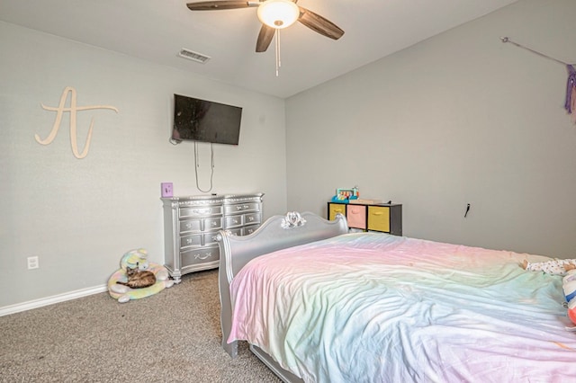 bedroom with carpet floors and ceiling fan