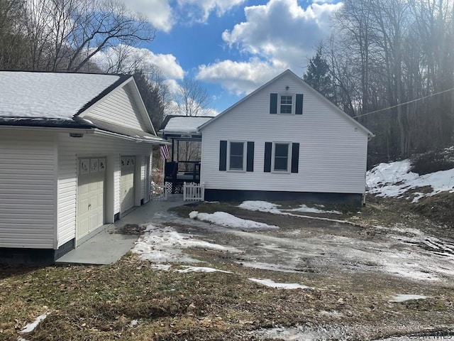 view of snow covered property