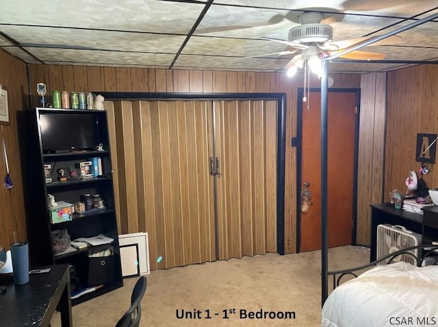 1804 Somerset Ave, Windber, PA 15963 - bedroom featuring carpet floors and wooden walls