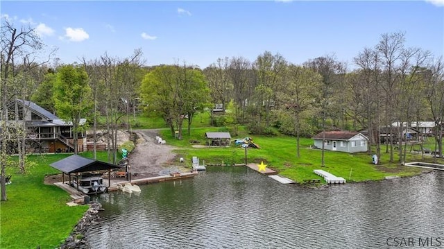 1036 Causeway Dr, Friedens, PA 15541 - dock area with a water view, a boat ramp, and a yard