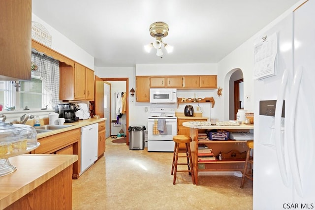 kitchen with sink and white appliances