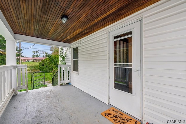 view of patio featuring a porch