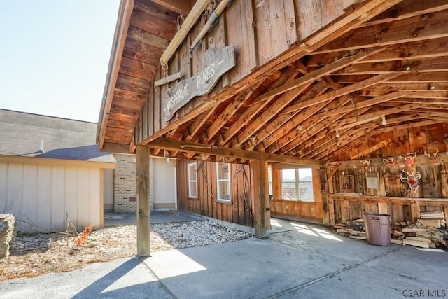 interior space featuring lofted ceiling