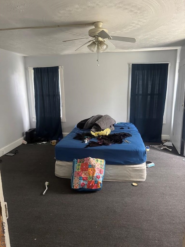 113 Sheridan St, Johnstown, PA 15906 - carpeted bedroom featuring baseboards, ceiling fan, and a textured ceiling
