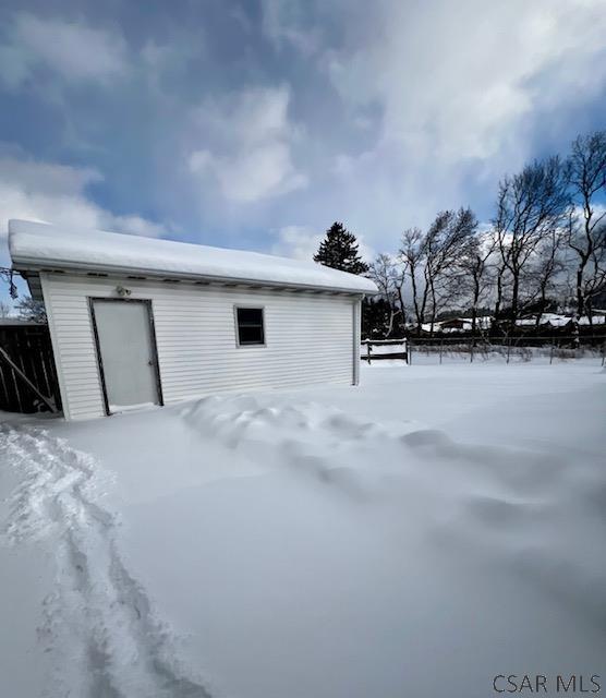 view of snow covered structure