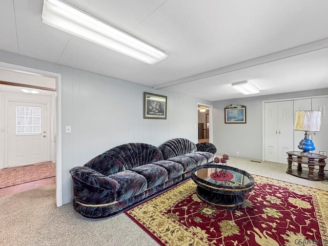 living room with carpet