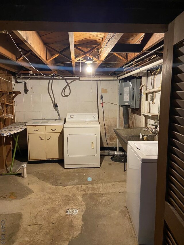 120 Northwood Ave, Johnstown, PA 15905 - unfinished below grade area with washing machine and dryer and electric panel