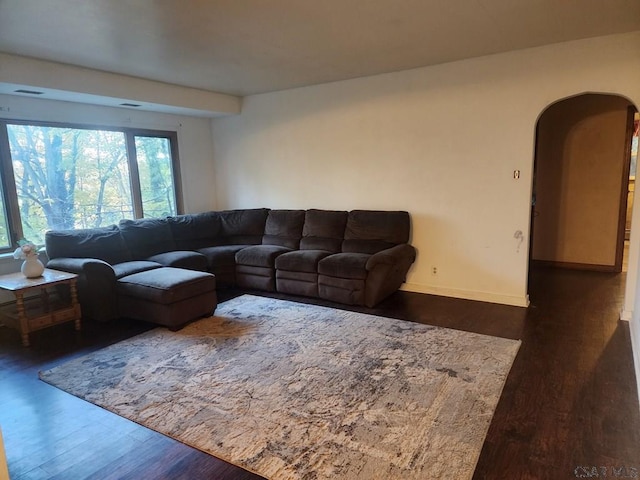 120 Northwood Ave, Johnstown, PA 15905 - living room featuring wood finished floors, arched walkways, and baseboards