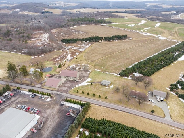 bird's eye view with a rural view