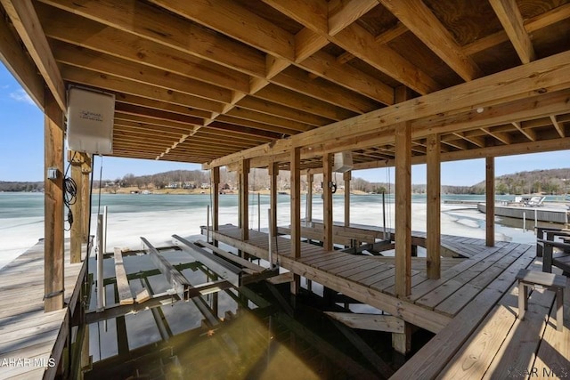 dock area with boat lift