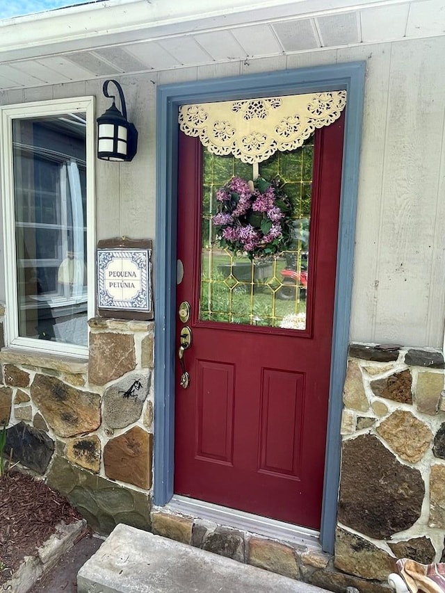 230 Trading Post Rd, Stoystown, PA 15563 - property entrance with stone siding