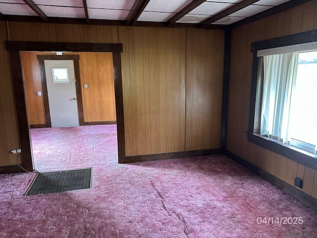 298 Lunen St, Johnstown, PA 15902 - carpeted empty room featuring wooden walls and visible vents
