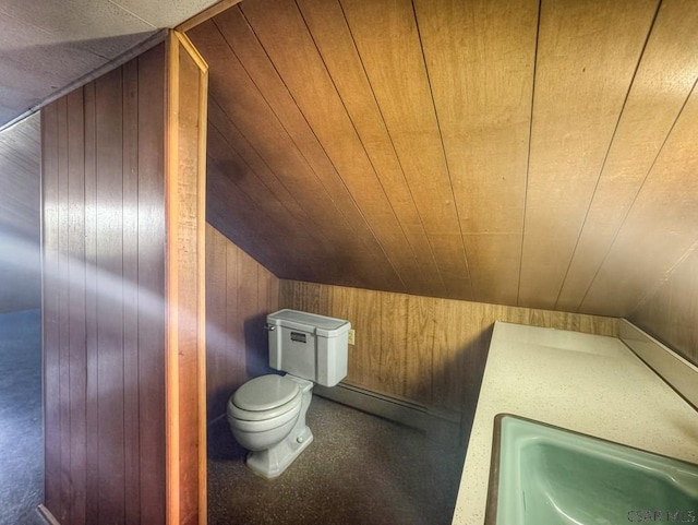 751 Pike Rd, Johnstown, PA 15909 - bathroom featuring wooden walls and wood ceiling