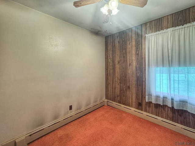751 Pike Rd, Johnstown, PA 15909 - empty room featuring carpet floors, a baseboard heating unit, and ceiling fan