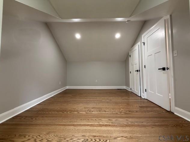 2200 Dundee Ln, Johnstown, PA 15905 - bonus room with vaulted ceiling, wood finished floors, baseboards, and recessed lighting